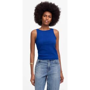 Madewell | NWT High-Neck (Re)generative Cotton Essential Tank Sapphire Blue Sz S